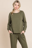 Wjczt Super Lady Round Neck Raglan Sleeve Top and Pants Lounge Set