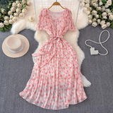 Wjczt A-line Pleated Floral Dress HOT1442