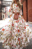 Wjczt  Fashion Elegant Print Patchwork O Neck A Line Dresses