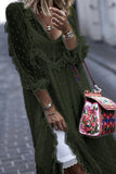 Wjczt  Casual Elegant Solid Lace Frenulum Stringy Selvedge V Neck Lace Dress Dresses(3 Colors)
