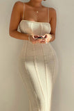 Wjczt  Sexy Solid Backless Strap Design Weave Strapless One Step Skirt Dresses