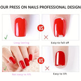 Wjczt - 24pcs Glossy Jelly Pink Gradient Press On Nails - Short Square False Nails for Women and Girls - Daily Wear