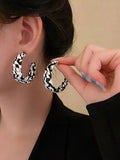 Wjczt 2024 New Original Leather Plaid Earrings