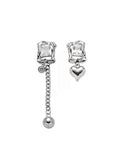 Wjczt 2024 New Asymmetric Zirconia Heart Earrings