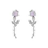 Wjczt 2024 New LOVE&ROSE Original Purple Rose Earrings