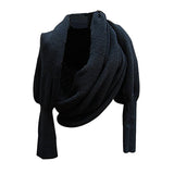 2024 fall fashion trends Fashion Knitted Scarf Women's Warm Autumn and Winter Wool Shawl Monochrome Sleeve Scarf 