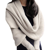 2024 fall fashion trends Fashion Knitted Scarf Women's Warm Autumn and Winter Wool Shawl Monochrome Sleeve Scarf 