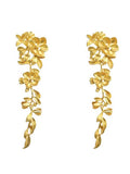 Wjczt 2024 New Gold Flower Long Leaf Earrings