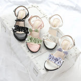 Wjczt Lolita sandals female fairy tea party summer thick heels student shoes  shallow mouth kawaii shoes cosplay loli daily shoes