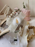 Wjczt Japanese Lolita Tea Party High Heels Champagne Elegant Sweet high heel vintage lace bowknot  kawaii shoes cosplay loli