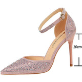 Wjczt Shoes Shiny Rhinestones High Heels Ladies Shoes Women Pumps Stiletto Sweet Women Heels Wedding Shoes Women Sandals 10 Cm