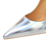 Wjczt 2024 Women 10.5cm High Heels Blue Green Valentine Pumps Luxury Glossy Stripper Stiletto Wedding Bridal Fetish Shoes Plus Size 43