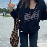 Wjczt   Y2K Gothic Butterfly Print Oversize Zip Up Hoodies 2023  Winter New Grunge Long Sleeve Sweatshirt Casual Hooded Jacket Streetwear