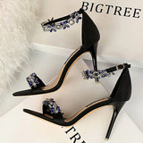 Wjczt Shoes Open Toe Rhinestones Sandals Women 2023 New Designer Sexy High Heels Sandals Female Shoes Summer Heeled Sandals