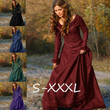 Wjczt - Women's Sexy Long Sleeve Vintage Medieval Dress Princess Renaissance Gothic Dresses Ladies Halloween Cosplay Costume