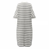 Wjczt Women Cotton Linen Striped Dress 2025 Summer Loose Big Size 4XL 5XL Maxi Dress robe femme Casual Long Boho Kaftan Muslim Dress