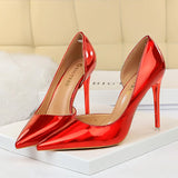 Wjczt 2024 Women 10.5cm High Heels Blue Green Valentine Pumps Luxury Glossy Stripper Stiletto Wedding Bridal Fetish Shoes Plus Size 43