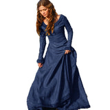 Wjczt - Women's Sexy Long Sleeve Vintage Medieval Dress Princess Renaissance Gothic Dresses Ladies Halloween Cosplay Costume