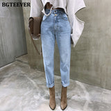 Wjczt Christmas Gift  Vintage High Waist Straight Jeans Pant for Women Streetwear Loose Female Denim Jeans Buttons Zipper Ladies trouser