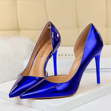 Wjczt 2024 Women 10.5cm High Heels Blue Green Valentine Pumps Luxury Glossy Stripper Stiletto Wedding Bridal Fetish Shoes Plus Size 43