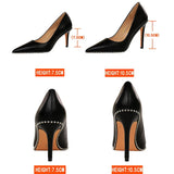 Wjczt Shoes Rivet Woman Pumps 2023 New High Heels Stiletto Pu Leather Women Heels Sexy Party Shoes Female Heel Plus Size 43