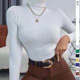 Wjczt 2000s fashion Women's Autumn and Winter Turtleneck Sweater Pullover Knitted Top Bottoming Shirt