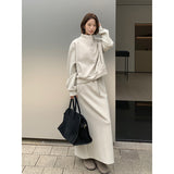 aelfric eden hoodie Thickened Sweater + Drawstring Elastic Skirt 2024 Winter Casual Two-Piece Suit Female A9518