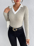 business casual outfits for women New Autumn Women's Pullover Long-Sleeved Knitted Top V-neck Simple Knitted Bottoming Shirt