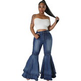 fashion Fashionable All-Match Wide-Leg Washed Denim Stretch Flared Pants