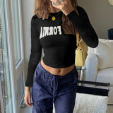 megan katseye American Retro Spicy Girl Style Embroidered Letters All-Match Short Inner and Outer Wear Top for Women Summer New