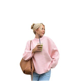 fall outfits women 2024 Fashion round Neck Barbie Pink Loose Casual Pullover Long Sleeve Sweater