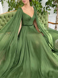 one with nature dress to impress Green Fashion New Long Floating Stage Performance Cello Performance Dress Waist Slimming Elegant Evening Dress