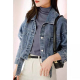 fall 2024 fashion trends Denim Coat Short Ripped Loose Long Sleeve Spring and Autumn Jacket for Women Summer