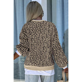 frat outfits Personalized Leopard Print round Neck Sweater for Women 2024 Winter New Contrast Color Stitching Long Sleeve Pullover for Women