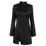 grunge outfits Sexy Backless Bell Sleeve Small Stand Collar New Chinese Style Dress 2024 New Fashion Sheath Skirt