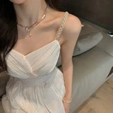 dress to impress divine being Gentle Style Elegant Streamer Sling Dress Women's French Ruffled Seaside Holiday Fairy Dress