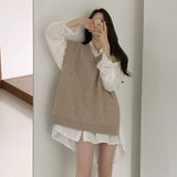 style Long Sleeve Polo Collar Lace-up Loose Shirt Dress Spring and Autumn New Women's Clothing Salt Korean Style Stacked Short Skirt