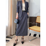 Wjczt buisnesscore outfit women Th Home Light Luxury! Three-Dimensional Cut Wool Blended Slim Fit Slimming One Button Suit Jacket Skirt Suit Women