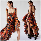 pretty halloween costumes 2024 Summer Hot Sale Sling Midi Dress Digital Butterfly Print Fashion Style Large Swing Skirt Dress