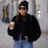 Wjczt 1980s fashion trends Fur Coat Short Tocas Fur Women's Casual Street Style Fox Fur Women's Clothing