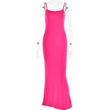 maternity Autumn Hot New Sexy Temperament Strap Backless Slim Stitching Dress Long Dress