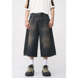 Wjczt  Summer New Arrivals Korean Loose Wide-leg Retro Distressed Flared Cropped Pants