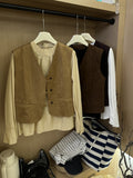 fall 2024 fashion trends Small Retro Buckle Suede Autumn New Vest Women's Korean-Style Fashionable V-neck Vest