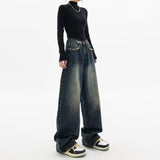 2000s fashion Harajuku Fashion High Waist Women's Spring and Autumn New All-Match Zipper Light Color Washed Trendy Jeans Simple Straight Pants