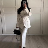 summer outfits inspo 2024 Autumn New Pure Color Elegant Lapel Suit Elegant Skirt Two-Piece Set for Women