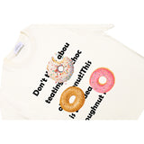 shirt Cute Donut Printed Youth Short-Sleeved T-shirt Men and Women Couple Casual Loose round Neck T-shirt 