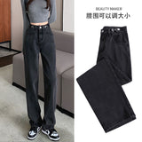 outfit ideas High Waist Straight Jeans Women's Autumn and Winter Retro Design Pants Loose Slimming Small Mop Wide Leg Pants