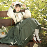 one with nature dress to impress Sunflowers Appointment Color Green Lolita Overall Skirt