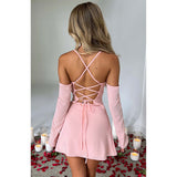 cherry blossom dress to impress Sling Sexy Chest Strap Hollow out Dress Summer Fashion Hot Girl Short Skirt for Women