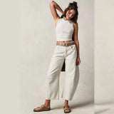 2024 fall fashion trends Casual Women's Loose Wide-Leg Pants Mid-Low Waist Washed Denim Trousers